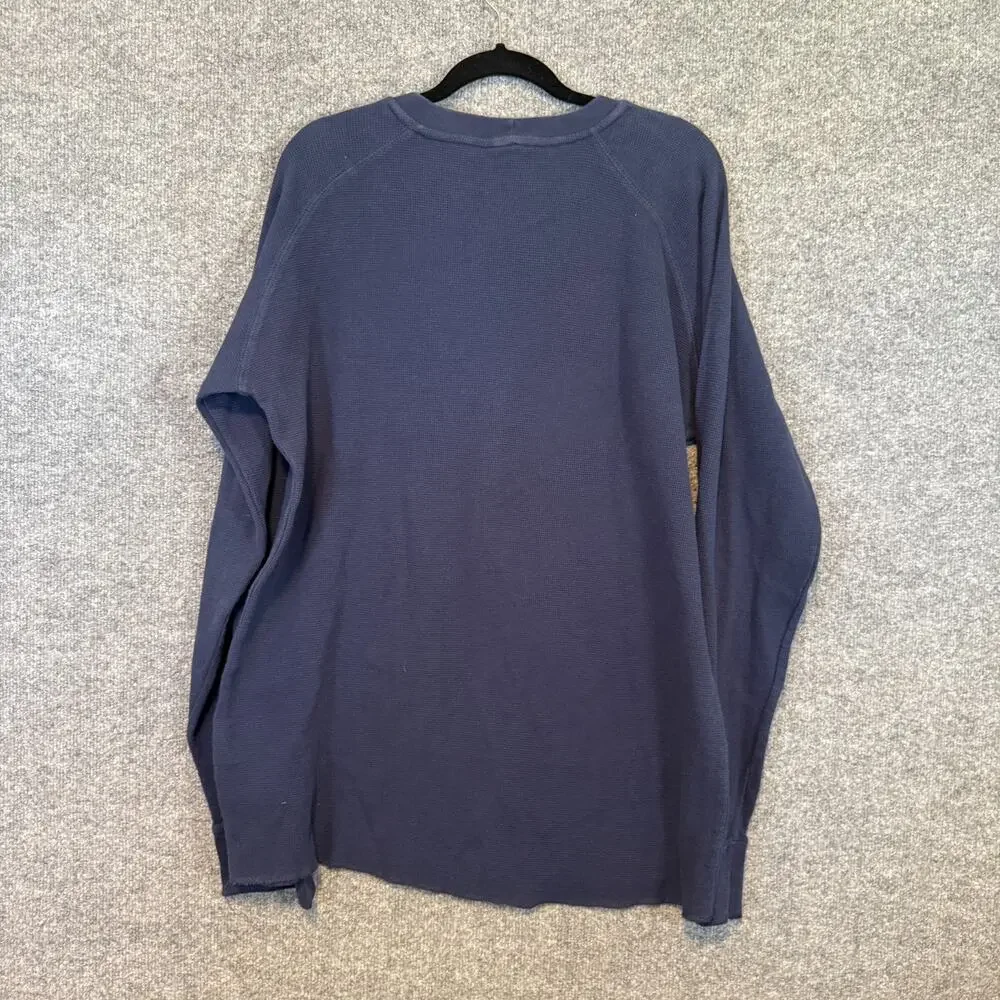 Nike Shirt Mens 2XL XXL Blue Vintage Waffle Knit Long‎ Sleeve Crewneck Y2K